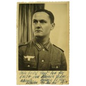Фотография солдата Вермахта с памятным текстом